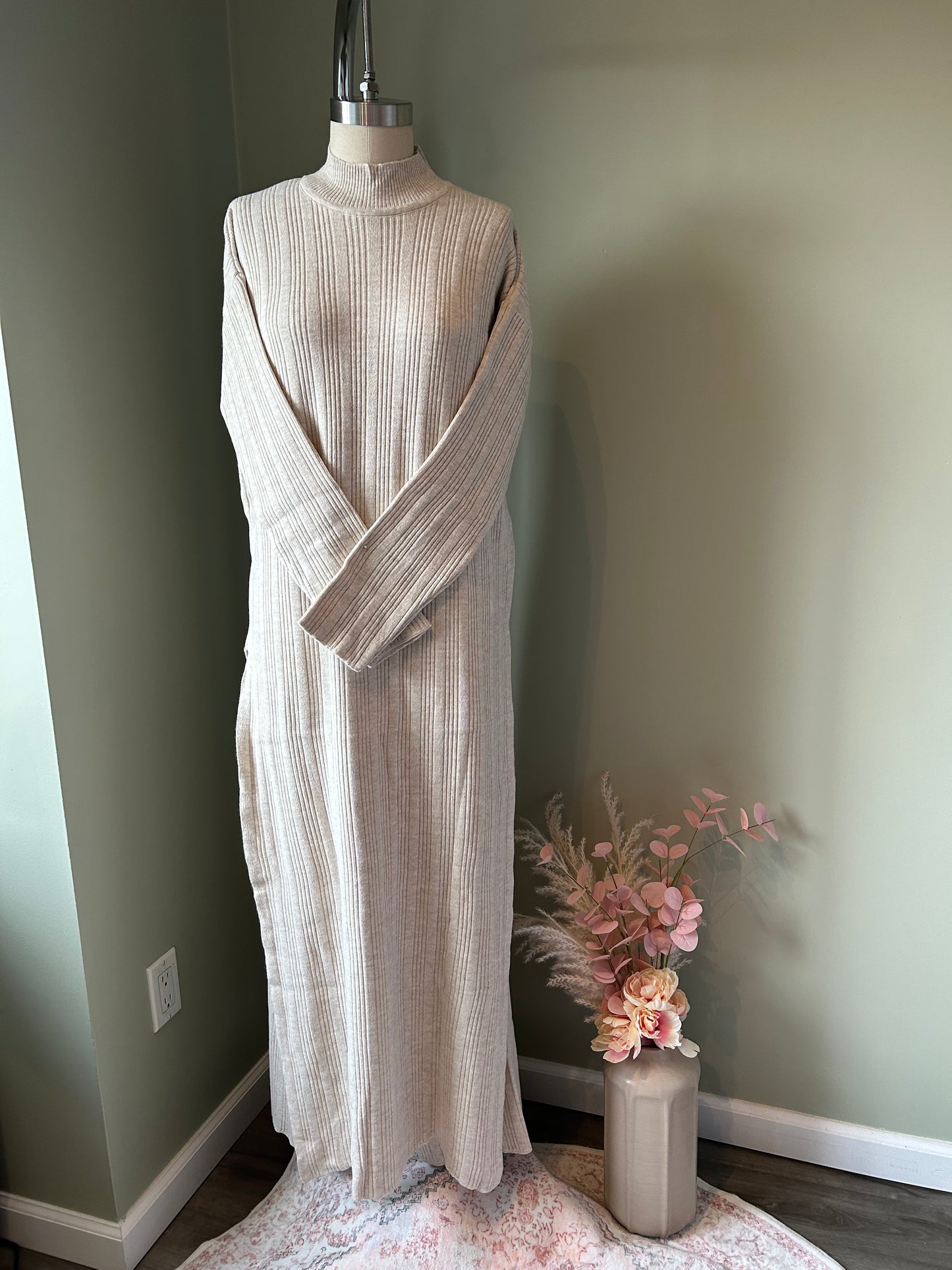 Sweater Dress Set Beige