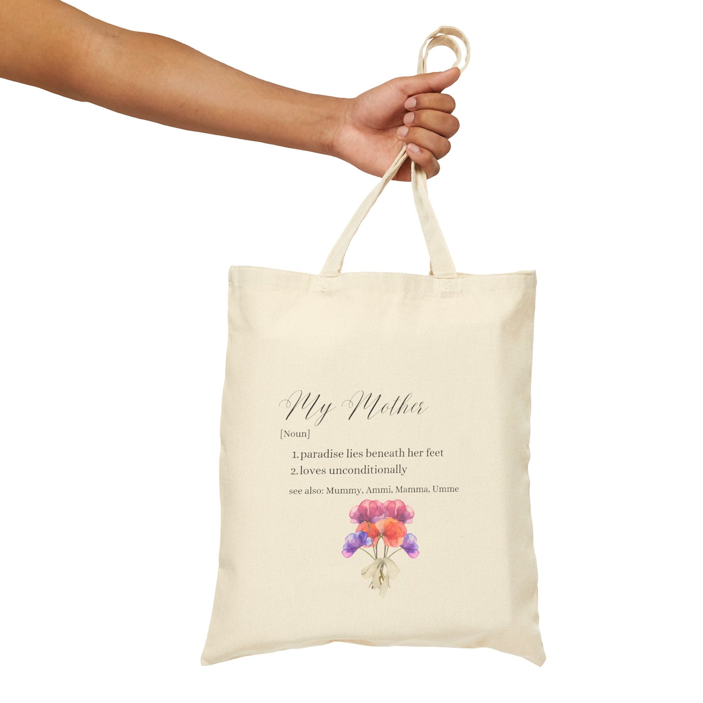 Tote Bag - Mothers Day gift My Mother Ammi Muslim Mom Cotton Canvas