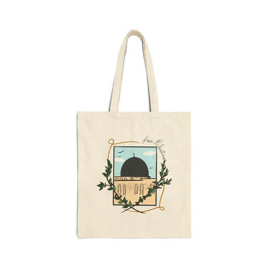 Tote Bag - Free Palestine Masjid Al Aqsa Palestine Will Be Free Olive Branches Olive Trees Cotton Canvas