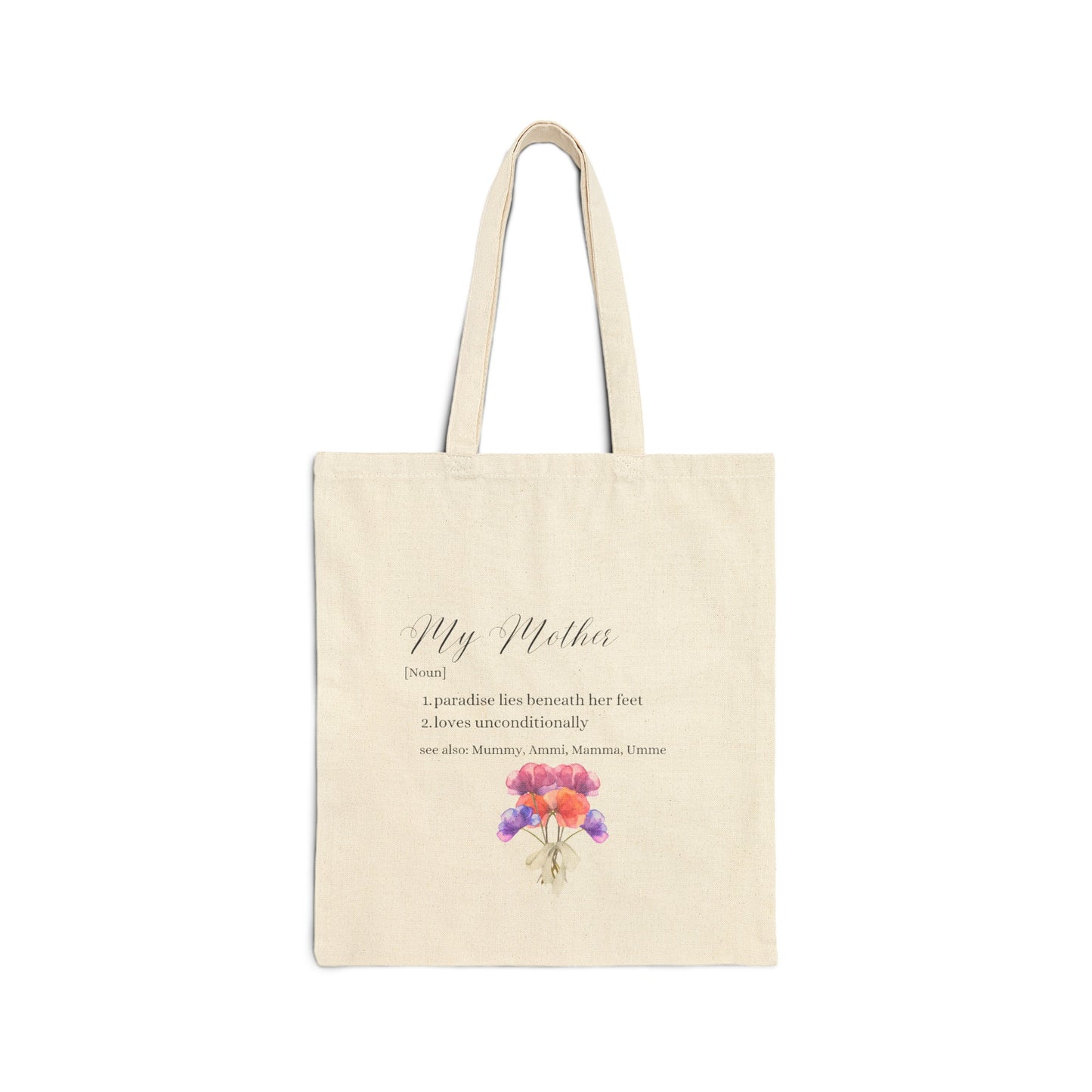 Tote Bag - Mothers Day gift My Mother Ammi Muslim Mom Cotton Canvas