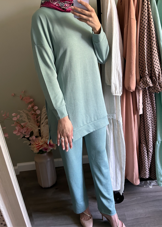 2 Piece Ribbed Set - Seafoam