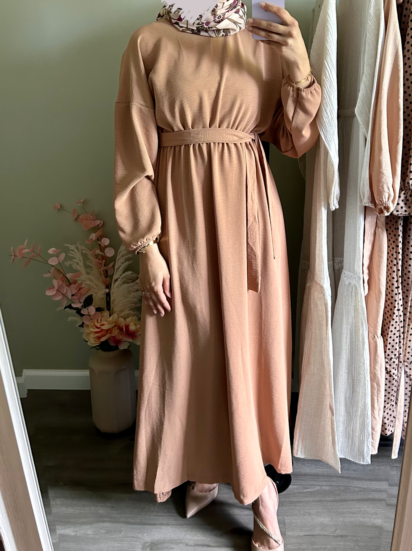 Tie Waist Dress - Latte