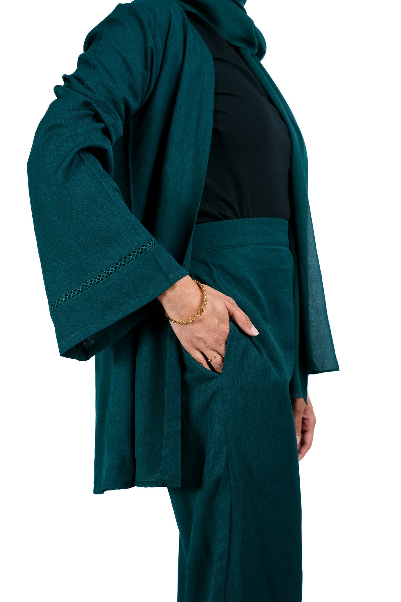 2 Piece Lace Cardigan Set - Teal