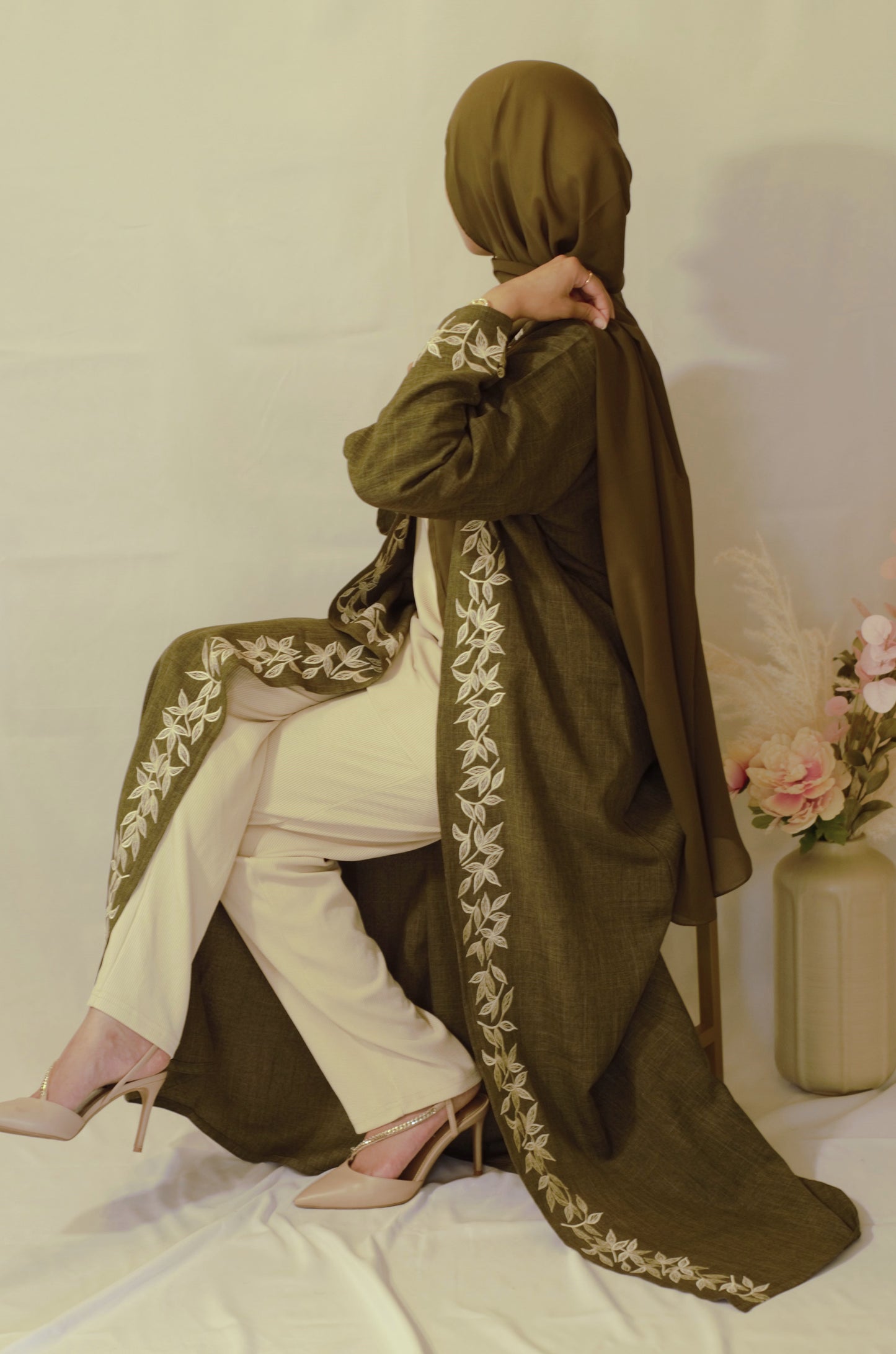 Olive Open Abaya