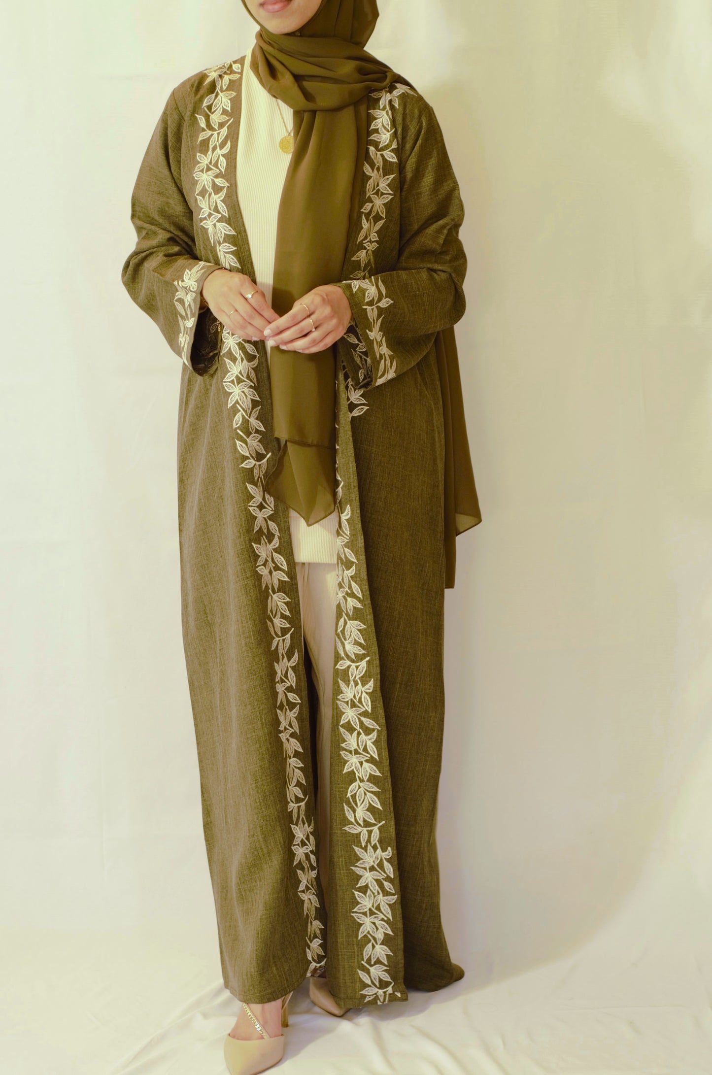 Olive Open Abaya